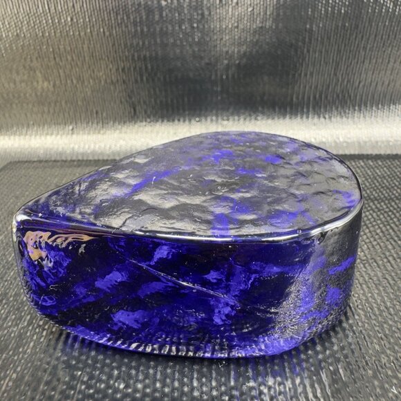 Blenko Candle Holder Tear Drop Taper Candle Holder Single Cobalt Blue Heavy VTG - Picture 7 of 11